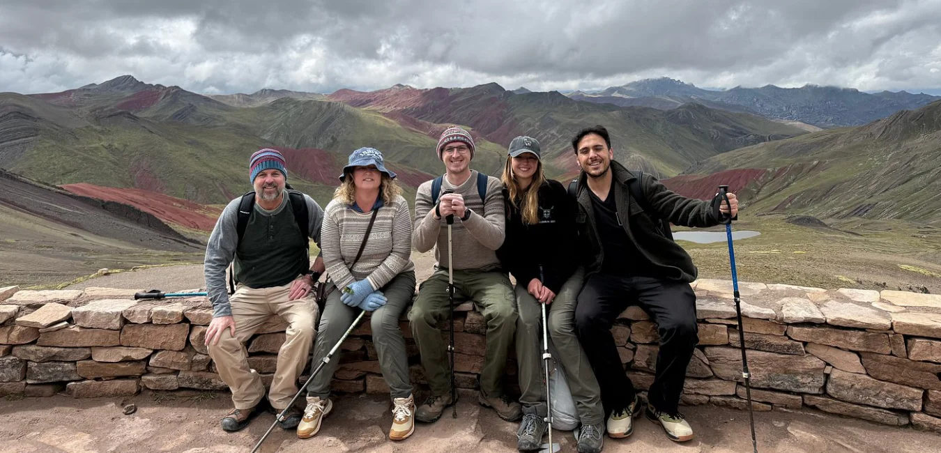 Visitors enjoying the Palcoyo Rainbow Mountain viewpoint